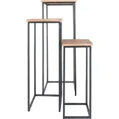 Home67 Plantentafels sam vierkant set van 3 bruin mangohout