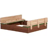 Axi Ella XL Zandbak van FSC hout met bankjes & deksel | Zandbak voor kinderen in bruin & groen | 120 x 120 x 20 cm
