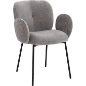 Goossens Eetkamerstoel Eller bruin stof met armleuning, modern design