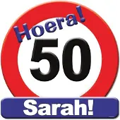 Paper Dreams Kroonschild verkeersbord- 50 jaar Sarah