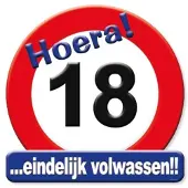Paper Dreams Kroonschild verkeersbord-18 jaar