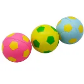 Engelhart Mixballen Soft Foam – Voetbalprint – Blauw/Roze/Geel – 6,3 cm – Set van 3 in Net – Zachte Schuim Ballen – Mini Speelballen – Kindvriendelijk Speelgoed –