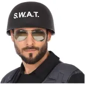 Atosa Politie SWAT verkleed accessoire helm voor volwassenen zwart