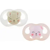 Tigex | Friends | Soft Touch| fopspen | 2 stuks | roze-grijs | 0-6 maanden