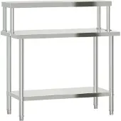 vidaXL Keukenwerktafel met bovenschap 110x55x120 cm roestvrij staal