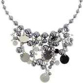 Behave - Ketting lichtgrijs met parels en hangers - Modeaccessoire voor elegante looks - Lengte 40 cm (+verlengketting 5 cm)