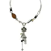Behave - Zilverkleur ketting met bolhanger en steentjes - Tijdloos chic