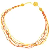 Behave Dames Ketting Geel Oranje – Nikkelvrij Handgemaakt Sieraad 40 cm