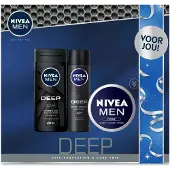 Nivea MEN Deep Geschenkset Mannen - Cadeauset Douchegel, Deodorant en Crème - Cadeau Verjaardag Man - Vaderdag cadeau