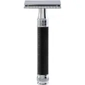Edwin Jagger Scheermes Razors Double Edge Safety 3D Diamond Handle Black & Chrome Plated Ref.DE3DBC15BL 1Stuks | Voor Mannen