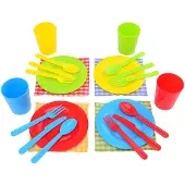 Johntoy picknick speelgoedset kunststof 24-delig voor kinderen.