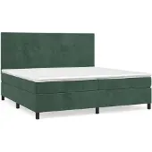 vidaXL Boxspring met matras fluweel donkergroen 200x200 cm