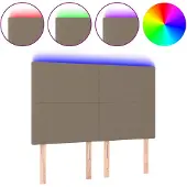 vidaXL Hoofdbord LED 144x5x118/128 cm stof taupe