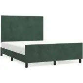 vidaXL Bedframe zonder matras 140x200 cm fluweel donkergroen