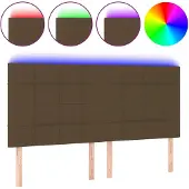 vidaXL Hoofdbord LED 200x5x118/128 cm stof donkerbruin