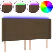 vidaXL Hoofdbord LED 203x16x118/128 cm stof donkerbruin