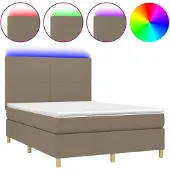 vidaXL Boxspringbed met matras en LED-verlichting, taupekleurig, 140x200 cm, gestoffeerd