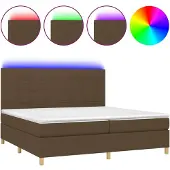 vidaXL Boxspringbed met matras en LED-verlichting, donkerbruin, 200x200 cm, stof
