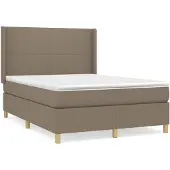 vidaXL Boxspring met matras stof taupe 140x190 cm