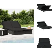 vidaXL Ligbed 2-persoons met dak 213x118x97 cm poly rattan zwart