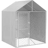 vidaXL Hondenkennel met dak 2x2x2,5 m gegalvaniseerd staal zilver