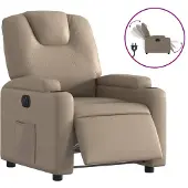 vidaXL Fauteuil verstelbaar elektrisch kunstleer cappuccinokleurig