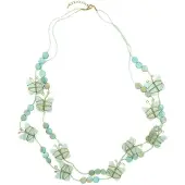 Behave Dames Ketting Blauw Met Vlinders – Nikkelvrij Handgemaakt Sieraad