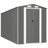 vidaXL Tuinhuis, lichtgrijs, 192x440x223 cm, verzinkt staal