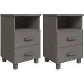 vidaXL Nachtkastjes HAMAR 2 st 40x35x62 cm grenenhout lichtgrijs