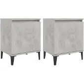 vidaXL Nachtkastjes met metalen poten 40x30x50 cm betongrijs