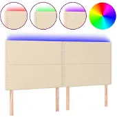 vidaXL Hoofdbord LED 180x5x118/128 cm stof crèmekleurig