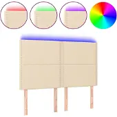 vidaXL Hoofdbord LED 144x5x118/128 cm stof crèmekleurig