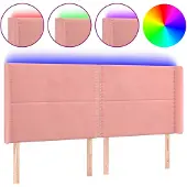 vidaXL Hoofdbord LED 203x16x118/128 cm fluweel roze