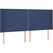 vidaXL Hoofdbord met randen 183x16x118/128 cm stof blauw