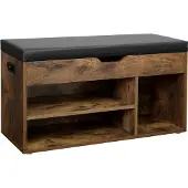 Songmics Hoppa! Songmics Schoenenbank - Bruin/zwart - Hout/kunstleer