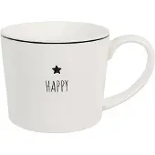 Clayre & Eef Mok 275 ml Wit Keramiek Ster HAPPY Drinkbeker Wit Drinkbeker