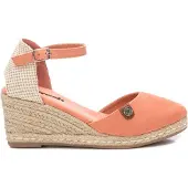 Refresh Dames Koraal lederen espadrilles 171882 (35), 5 tot 8 cm, Gesp, Casual 17188207-CORAL
