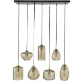 Present Time hanglamp 4+3 stripe glass horizontal amberkleurig glas