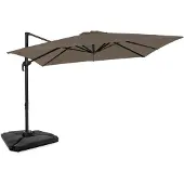 Vonroc Zweefparasol Pisogne 300x300cm – Premium parasol - Taupe | Incl. 4 vulbare tegels