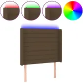vidaXL Hoofdbord LED 93x16x118/128 cm stof donkerbruin