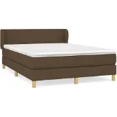 vidaXL Boxspring met matras stof donkerbruin 140x190 cm