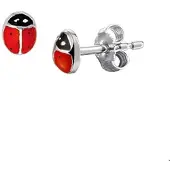 Trendjuwelier huiscollectie TFT Oorknoppen Lieveheersbeestje Zilver Gerhodineerd Glanzend 5.5 mm x 4.5 mm