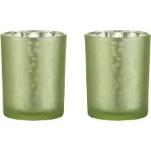 Dulaire Waxinelichthouder Glas Groen 2 st. - 12.5 cm