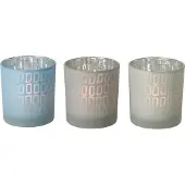 Dulaire Theelichthouder Blauw/Wit Glas 3 st. - 8 cm