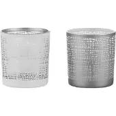 Dulaire Waxinelichthouder Glas Wit/Grijs 2 st. - 8 cm