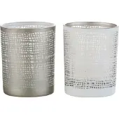 Dulaire Waxinelichthouder Glas Wit/Grijs 2 st. - 12.5 cm