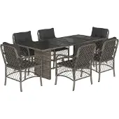 vidaXL 7-delige tuinset met kussens, grijs, polyrotan