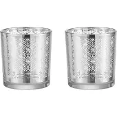 Dulaire Waxinelichthouder Zilver Glas Oosters 2 st. - 8 cm