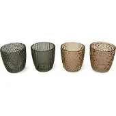 Dulaire Waxinelichthouder Grijs Glas - Set 4