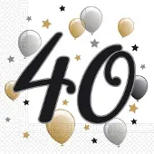 Procos Servetten 40 Jaar 33 X 33 Cm Papier Goud/wit 20 Stuks
